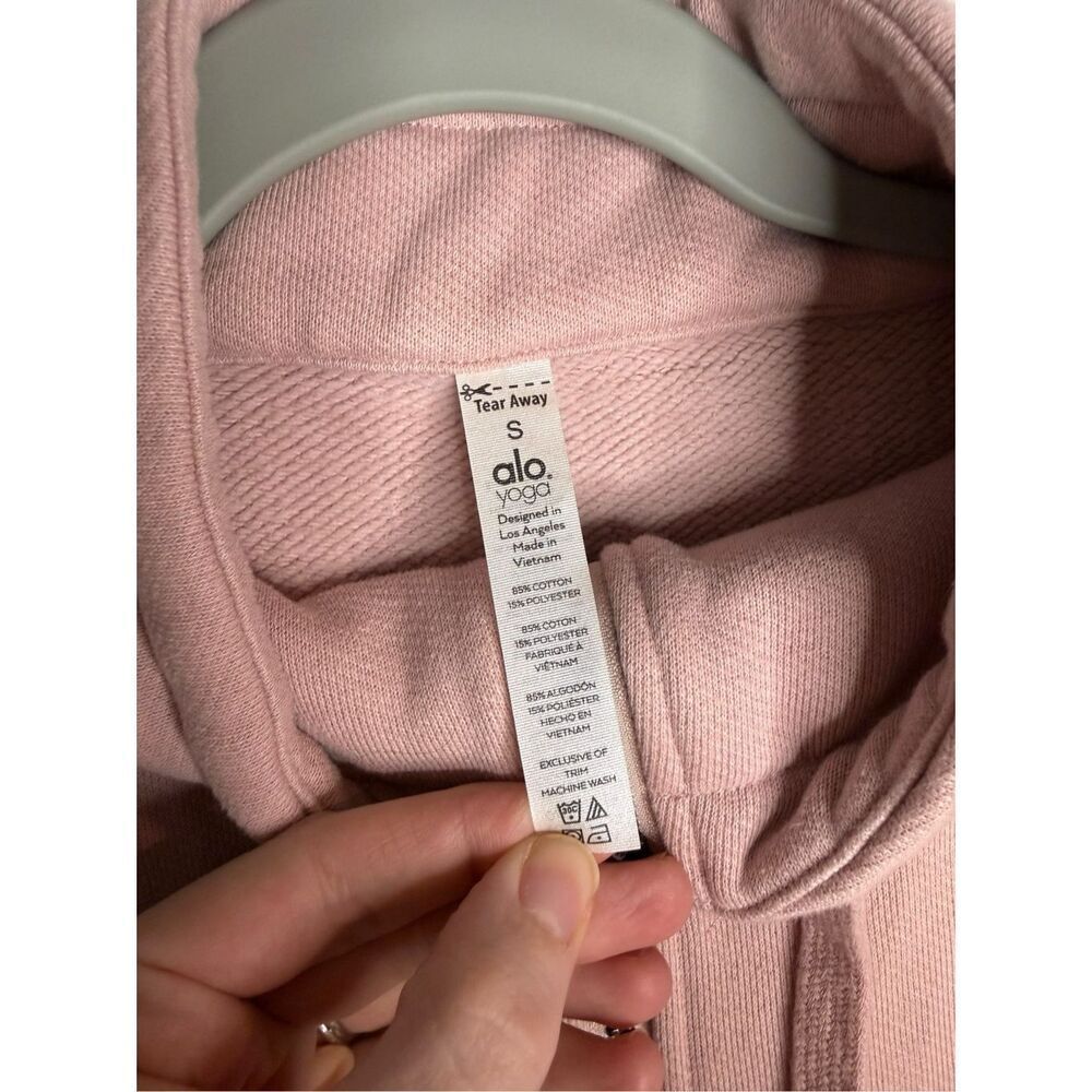 Alo Yoga Pink Full Zip Hoodie Raw Hem Cropped Size Small - Picture 6 of 6